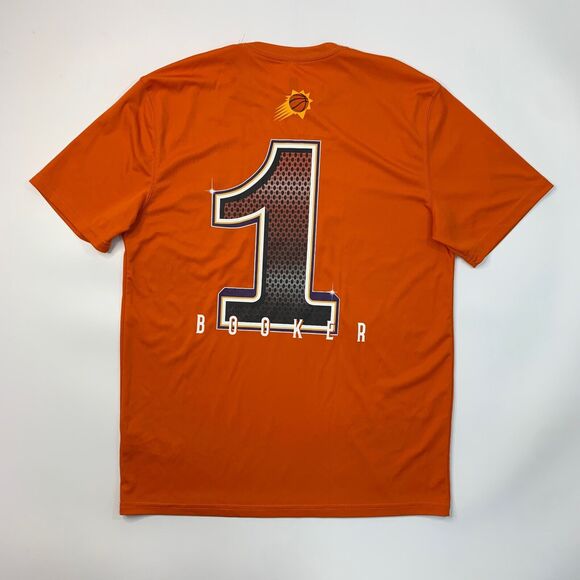 Phoenix Suns T Shirt Mens L Large Orange Devin Booker Sweat Wicking Crew Neck - Picture 7 of 10